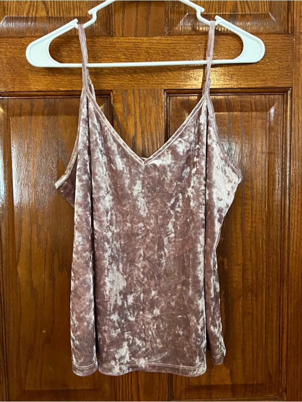 Rue 21 Large Pink Velour Cami V Neck Pullover Adjustable Straps Fairy Like
